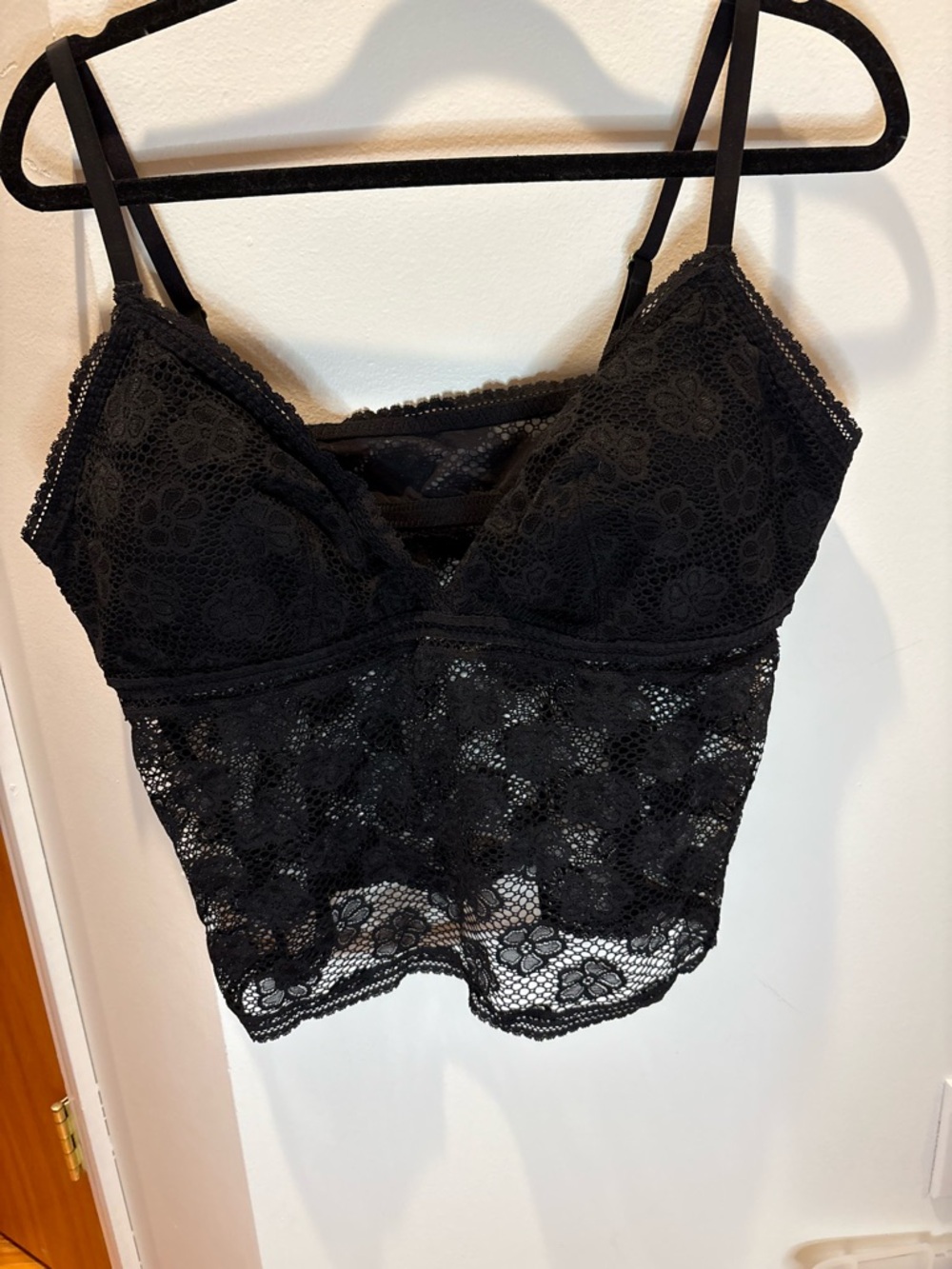 aerie Black Floral Lace Bralette Tank